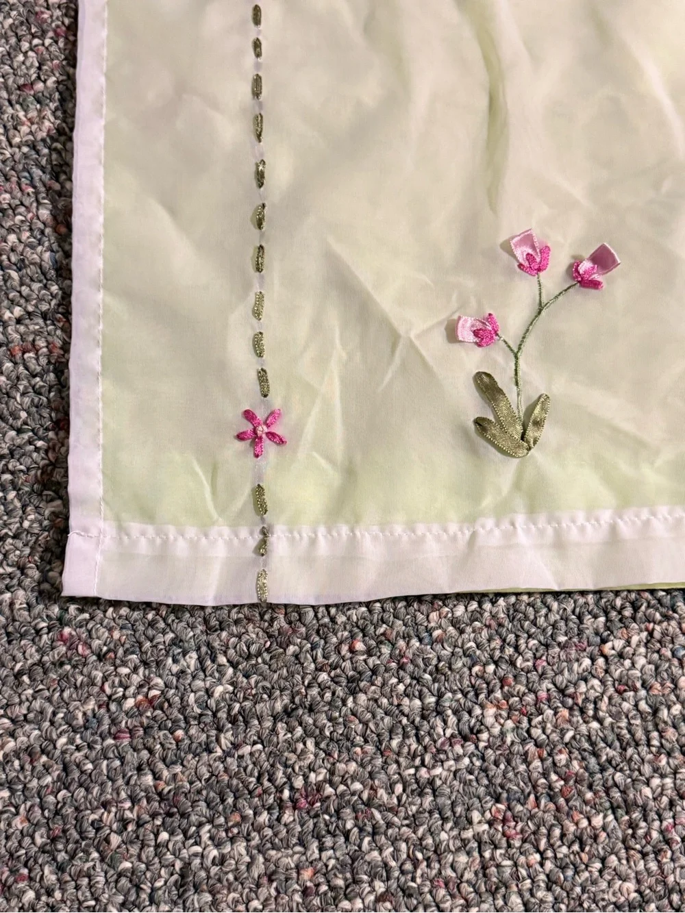 White & Green Fabric Curtain Panels